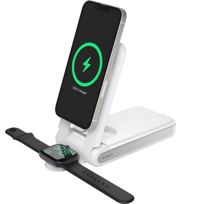 OtterBox Fast Charge Wireless 2-in-1 Power Bank With MagSafe 10K mAh Future White- (77-89452), Adjustable Stand, Dual USB-C Port, 2 Years Warranty