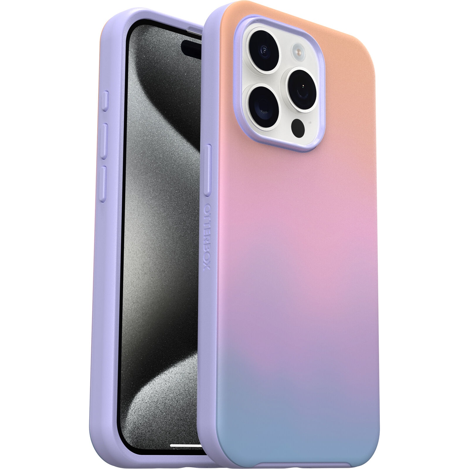OtterBox Symmetry+ MagSafe Apple iPhone 15 Pro (6.1') Case Soft Sunset (Purple) - (77-93357),Antimicrobial,DROP+ 3X Military Standard, 7 Years Warrant