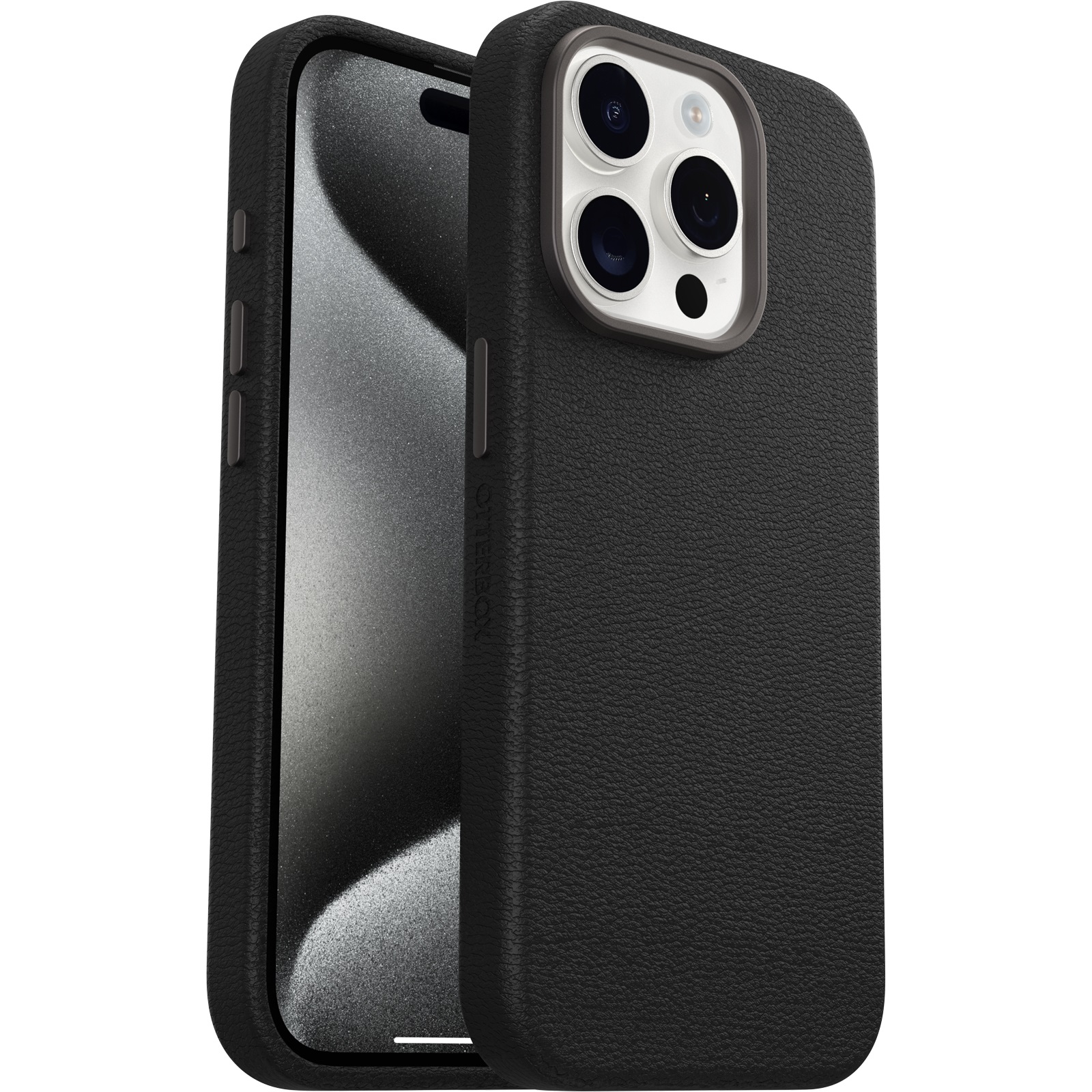 OtterBox Symmetry Cactus Leather Apple iPhone 15 Pro MagSafe Case - Noir Ash (Black) (77-95749),DROP+ 3X Military Standard,7 Years Warranty