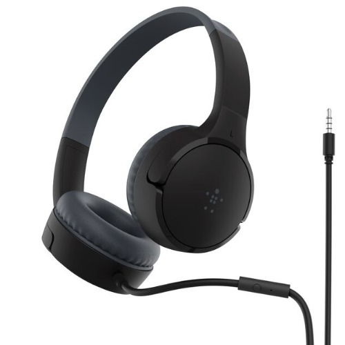 Belkin SoundForm Mini Wired on-Ear Headphones for Kids - Black(AUD004btBK),Built-in microphone, Waterproof, 2 Years Warranty