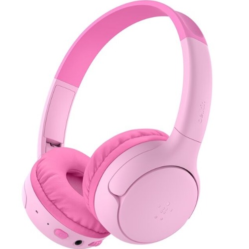 Belkin Business communication device SoundForm Mini2 Wireless On-Ear Headphones for Kids - Pink(AUD012fqPK),55 hrs Battery, 85dB Volume Cap, Built-in Microphone, 2 Years Warranty
