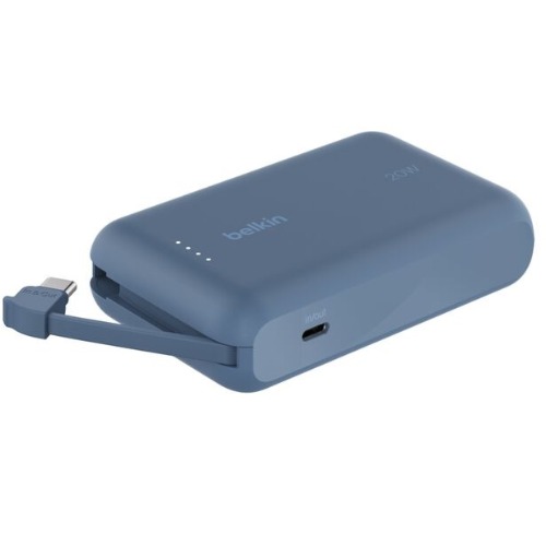 Belkin Network hardware BoostCharge 10K Power Bank with Integrated 20W USB-C Cable (5.7 cm) - Blue (BPB021fqBL), 2xUSB-C(20W), $2500 CEW, 2 Years Warranty