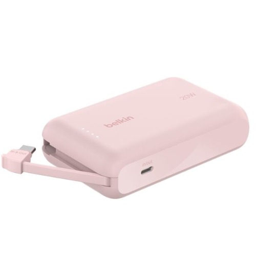 Belkin Network hardware BoostCharge 10K Power Bank with Integrated 20W USB-C Cable (5.7 cm) - Pink(BPB021fqPK), 2xUSB-C(20W), $2500 CEW, 2 Years Warranty
