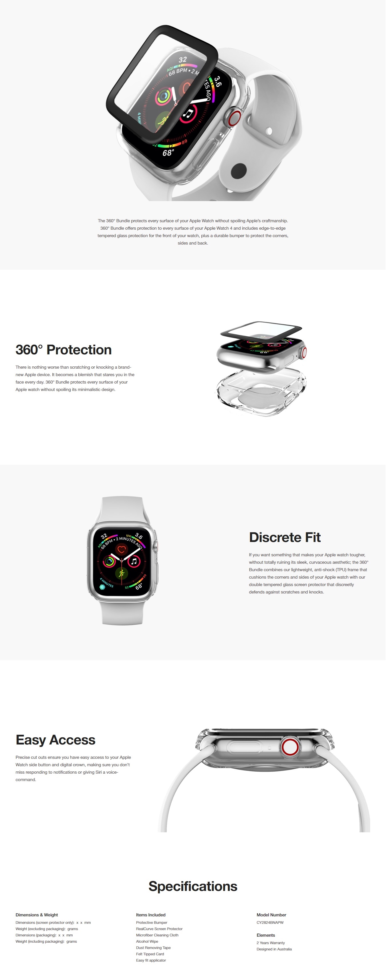 Apple Watch 6/SE/5/4 Protection and Bumper 40mm (CY2824BNAPW