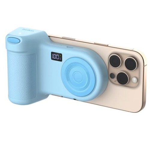 Belkin Business Phone Stage PowerGrip Magnetic Charging Camera Grip with 9.3k mAh Power Bank & Integrated Cable- Blue(CTA006fqBL),2x USB-C,1xQi2, 2 Years Warranty
