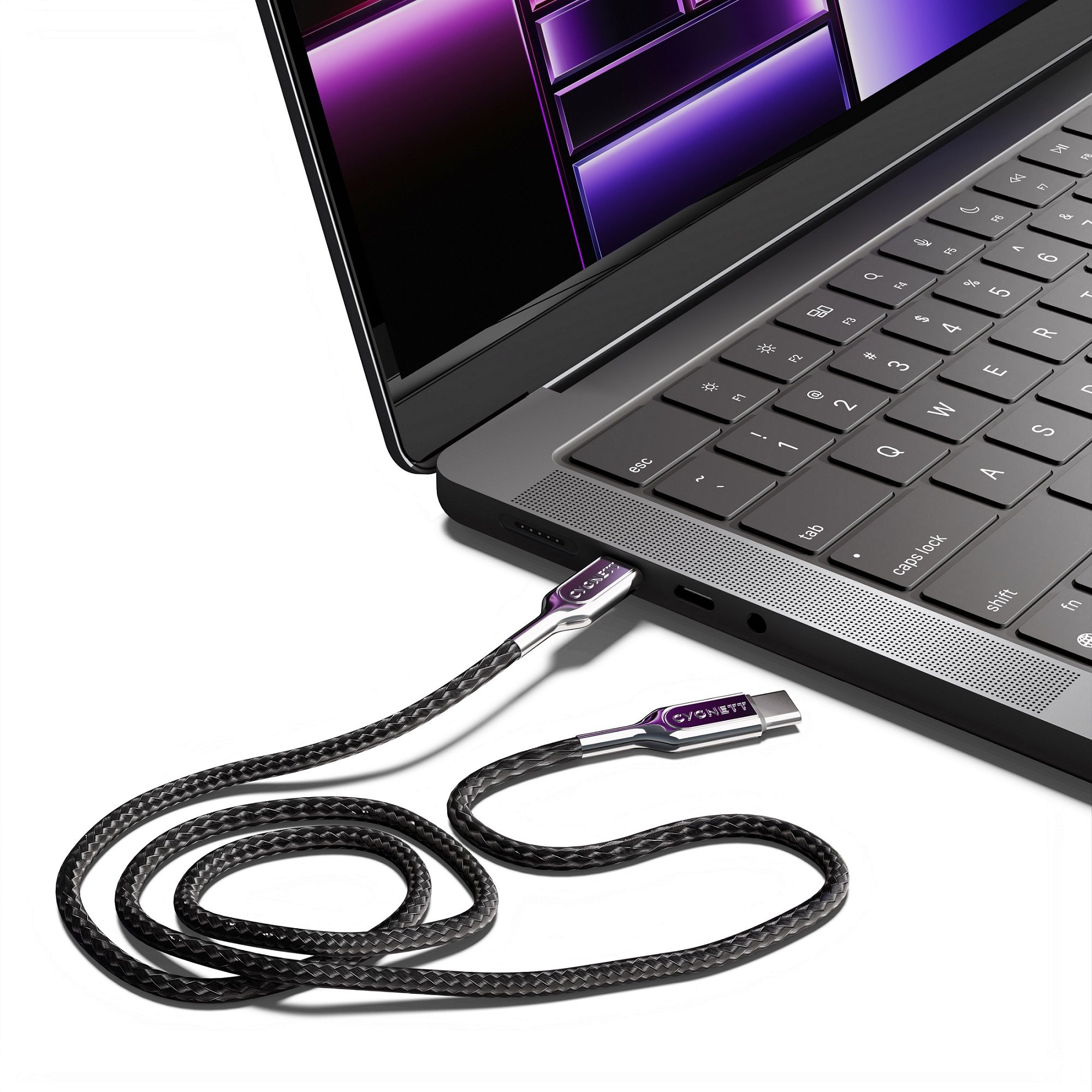 Cygnett Armoured Pro 240W USB-C to USB-C (4.0) Cable (1M) - Black (CY4543PCCCC),40GBPs Transfer, 8K Video,Best for Laptop,5Years Warranty