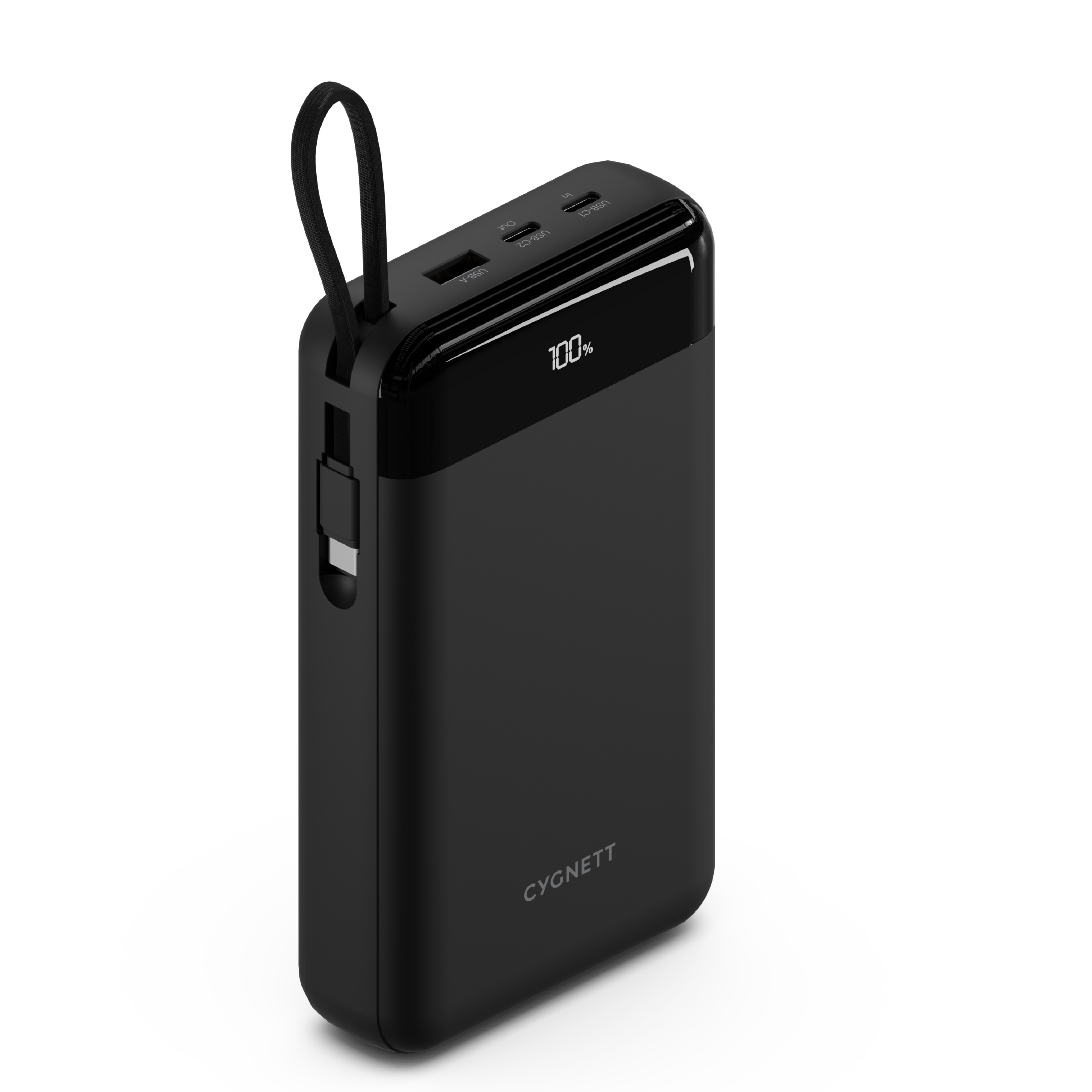 Cygnett ChargeUp Maxx 40K mAh Power Bank with Integrated USB-C Cable -Black(CY4566PBCHE)3x Device Charge,15cm USB-C Cable,20W Max,2 Years Warranty