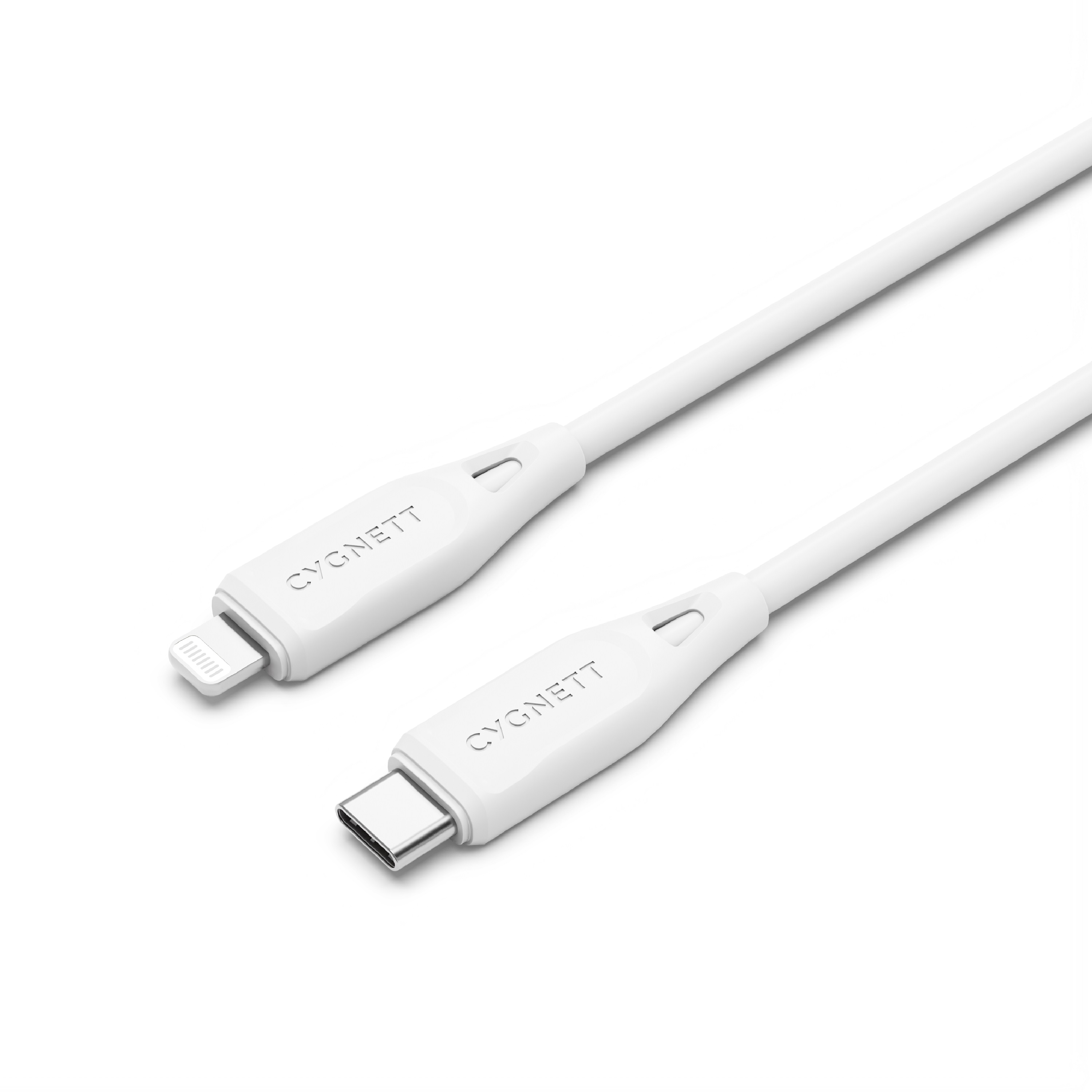 LS Cygnett Essentials Lightning to USB-C (2.0) Cable (2M) - White (CY4698PCCCL), 2.4A/12W, 480Mbps, Turbo Charge, Apple iPhone, 2 Years Warranty