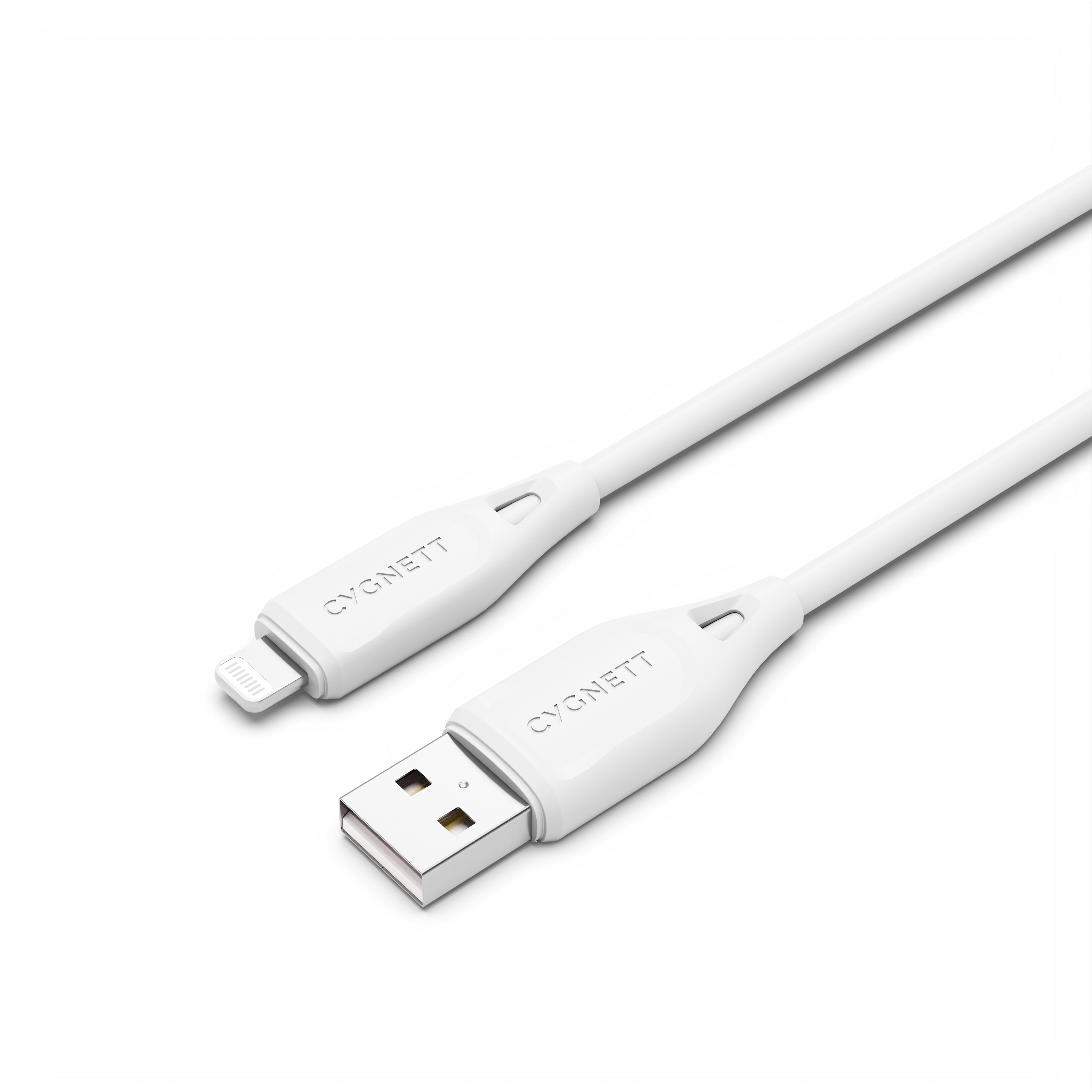 LS Cygnett Essentials Lightning to USB-A (2.0) Cable (1M) - White (CY4700PCCAL), 2.4A/12W, 480Mbps, Turbo Charge, Apple iPhone, 2 Years Warranty