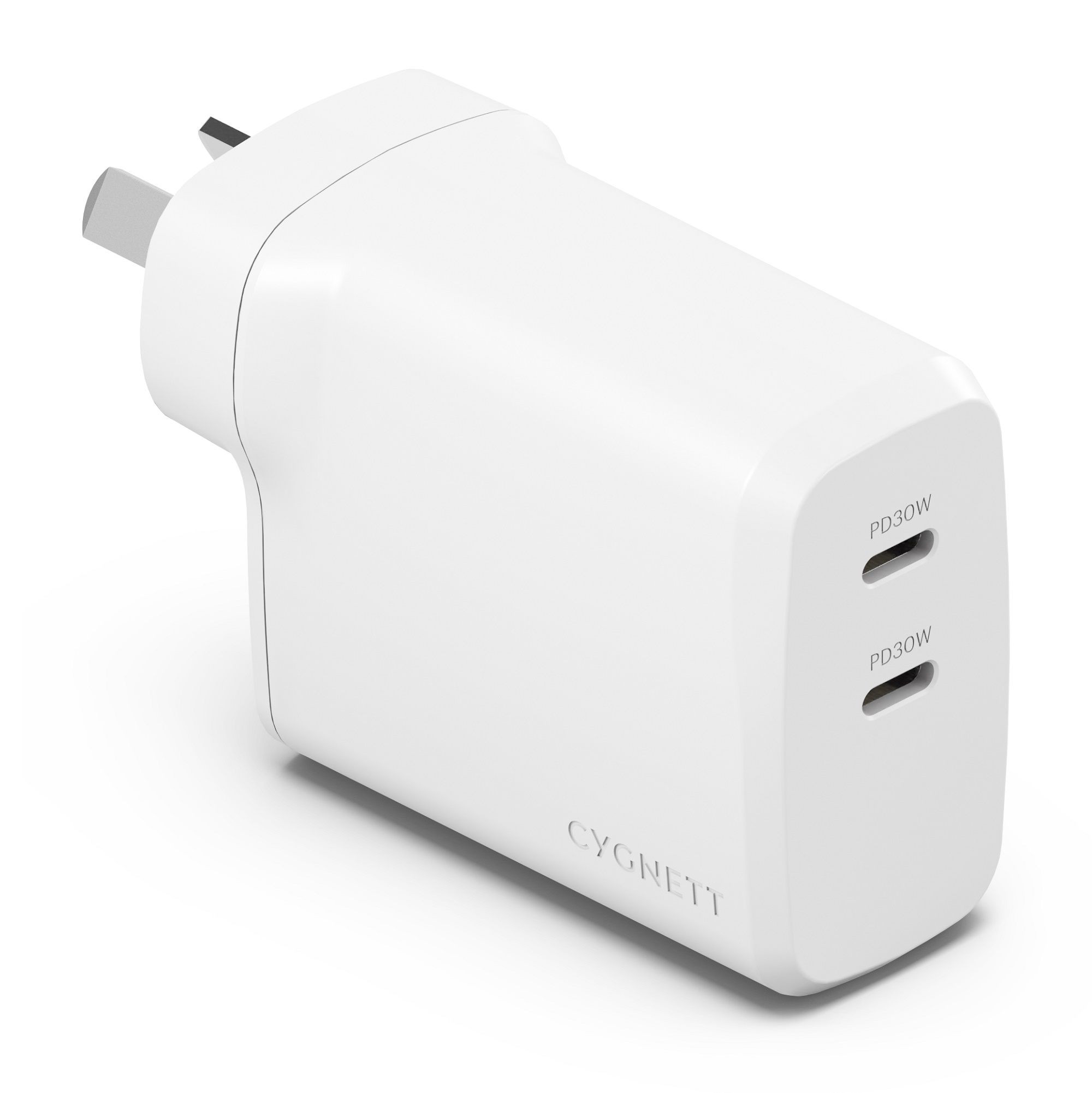 LS Cygnett PowerPlus 60W (30W x2) Dual Port USB-C PD Fast Wall Charger-White(CY4740PDWCH),Best for iPhone,Samsung's PPS & USB-C Devices,2 Years Warran