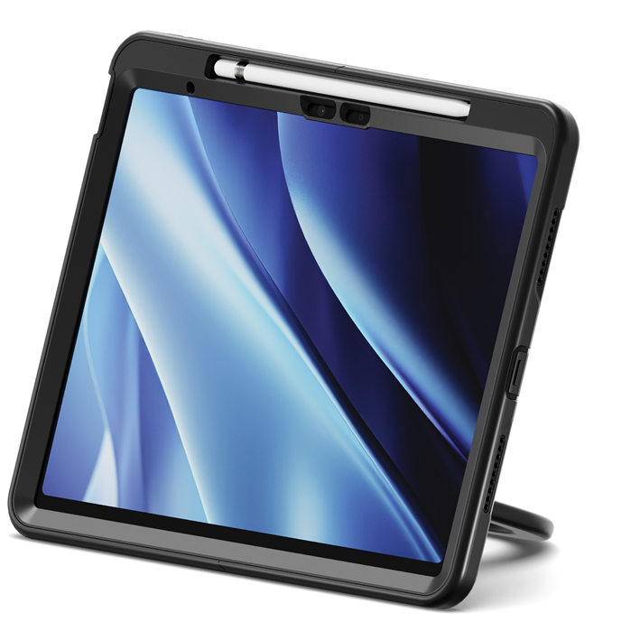 Cygnett GripStand Apple iPad Air (M2/M3) '13'/ iPad Pro 12.9' (6th-3rd) Case - Black (CY5203CPGRP), Built-in Screen Protector, 2 Years Warranty