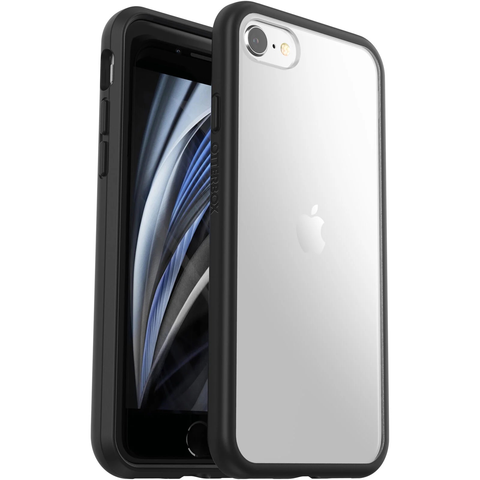 OtterBox React Apple iPhone SE (3rd & 2nd Gen) and iPhone 8/7 Case Black Crystal (Clear/Black) - (77-80951), DROP+ Military Standard, 7 Years Warranty