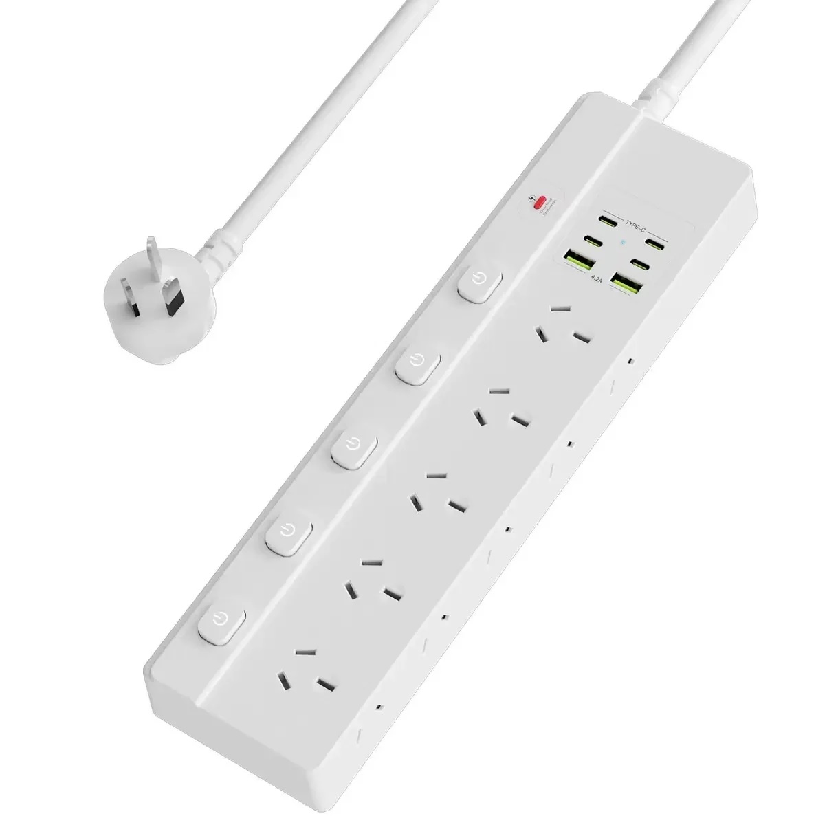USP Computer system 16-in-1 Surge Protector Power Board with 10 AC Outlets & 6 USB Ports -(PB10S2A4C), 1.8M Extension Cable, 5 Years Warranty