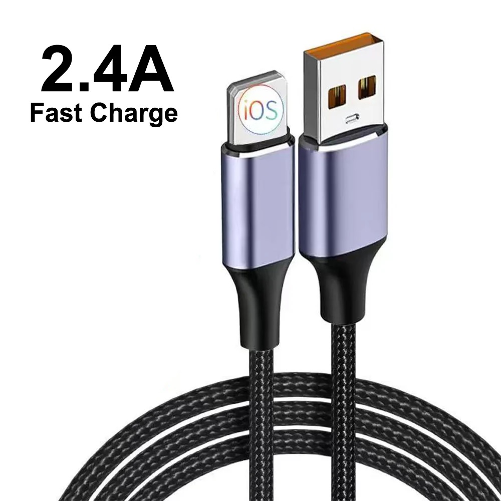 USP Lightning to USB-A Cable (30CM) Black - Quick Charge & Connect, 2.4A Rapid Charge, Nylon Weaving,Apple iPhone/iPad/MacBook, 5 Years Warranty