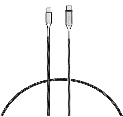 LS Cygnett Armoured Lightning to USB-C Cable (1M) - Black (CY2799PCCCL), 30W, Braided, 20K Bend,Fast Charge,Durable,Apple iPhone/iPad,5 Yr. WTY