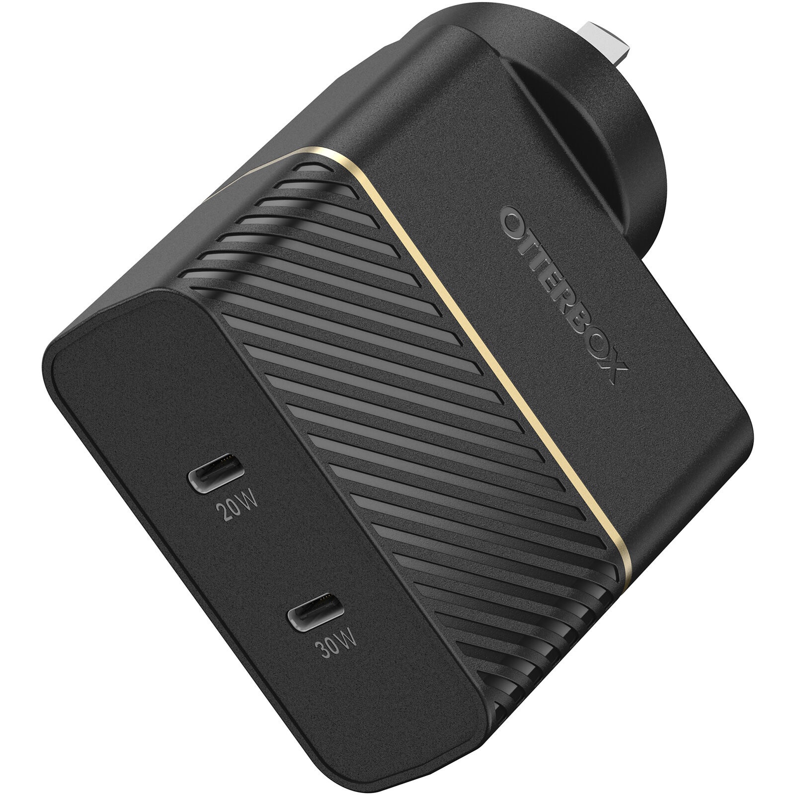 OtterBox 50W Dual Port USB-C PD Fast Wall Charger - Black (78-80354),2x USB-C (30W + 20W),Supports PPS, Compact, Safe, Ultra-Durable , 2 Warranty