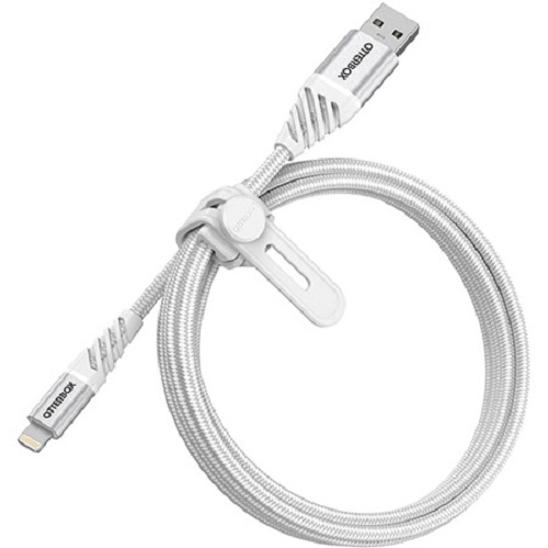 OtterBox Lightning to USB-A Premium Cable (1M) - White (78-52640), 3 AMPS (60W), MFi,10K Bend/Flex,480Mbps Transfer,Braided, 2 Years Warranty