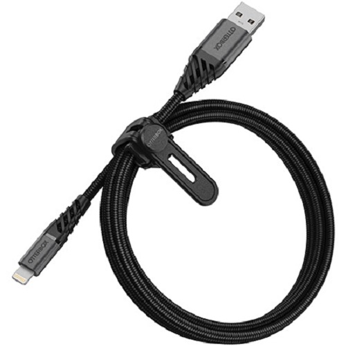 OtterBox Lightning to USB-A Premium Cable (2M) - Black (78-52644), 3 AMPS (60W), MFi,10K Bend/Flex,480Mbps Transfer,Braided, 2 Years Warranty
