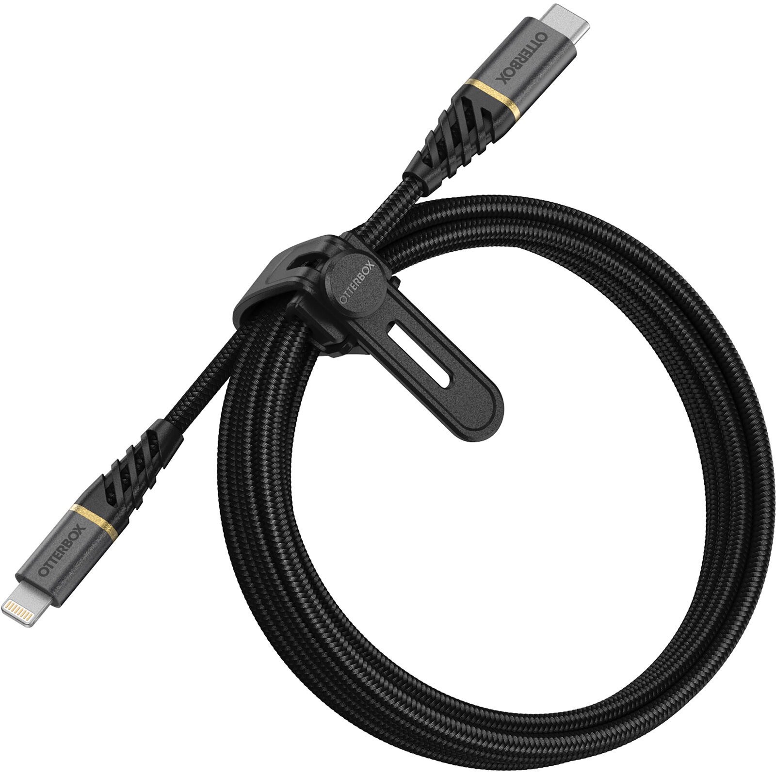 OtterBox Lightning to USB-C Fast Charge Premium Cable (2M) - Black (78-52655),3 AMPS (60W),MFi/USB PD,10K Bend/Flex,Braided, 2 Years Warranty