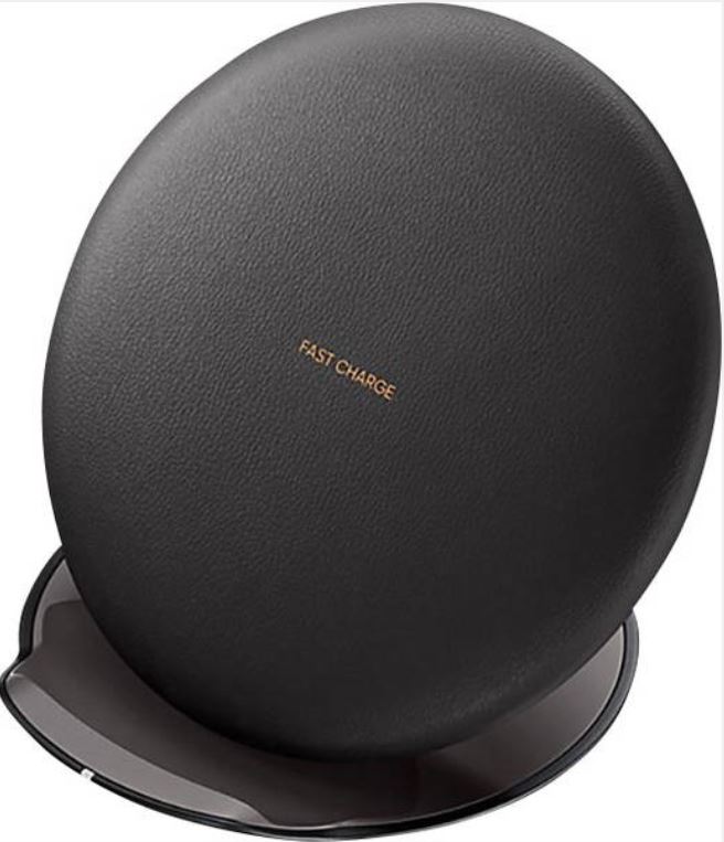 SAMSUNG WIRELESS CHARGING PAD BLACK  -  Premium Leather-Feel Material, Tight Grip, Can hold device Vertically and Horizontally