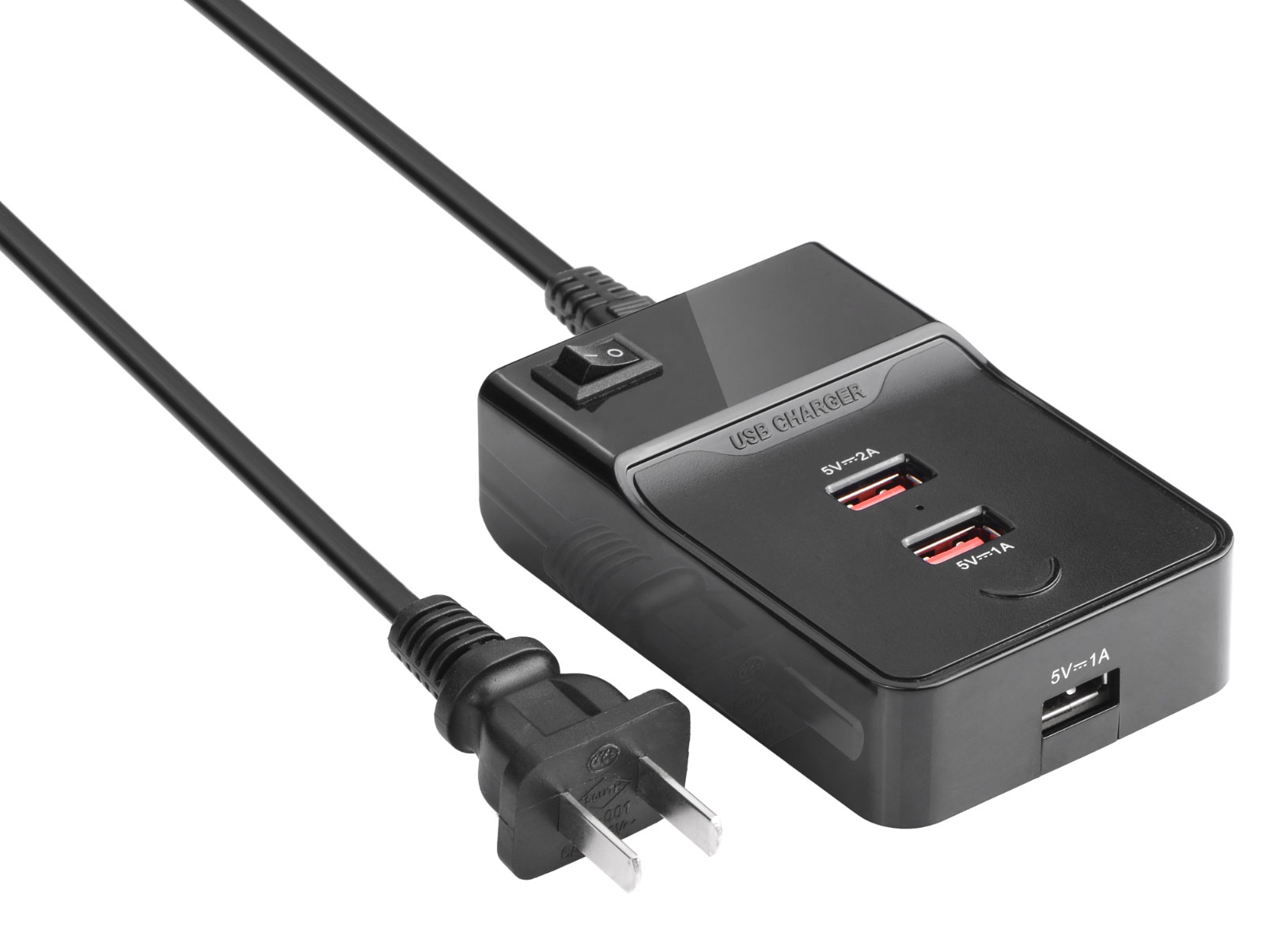 Astrotek USB Charging Station Charger Hub 3 Port 5V 3A with 1.5m Power Cable Black for iPhone Samsung iPad Tablet GPS LS