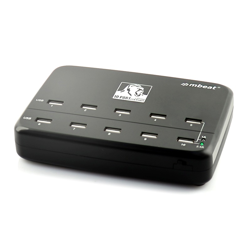 mbeat® Gorilla Power 10-Port Powered 60W USB Charging Station - 10x USB/ Ideal for Smart Phones and Devices