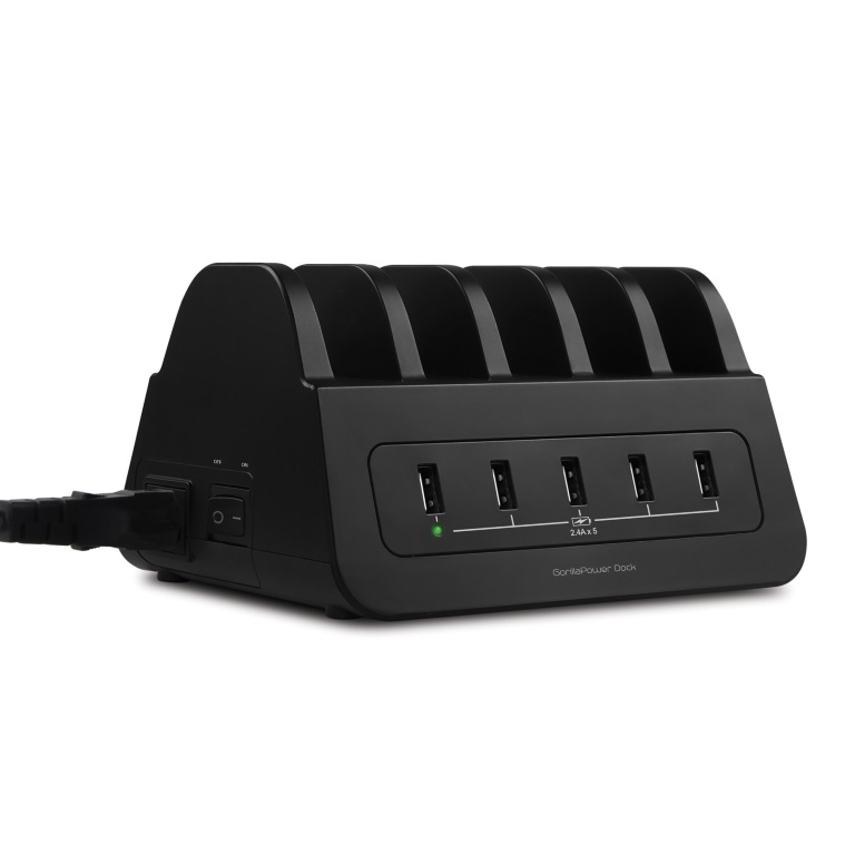 mbeat® Gorilla Power Dock 5-Port 60W USB Charging Dock with 2 AU Power Sockets - 5 Device Fast Charge Station/ iPhone/iPad/Andriod Smart Phone/Tablet