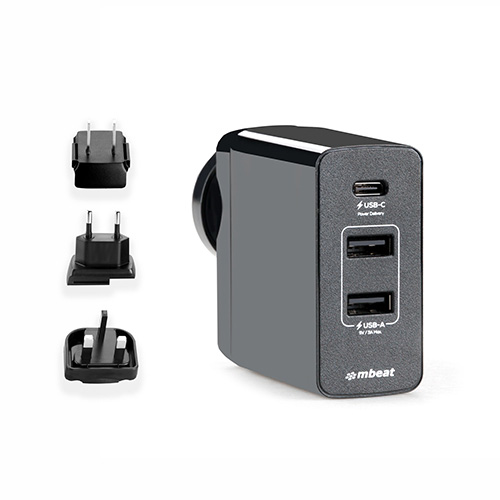 mbeat® Gorilla Power 45W USB-C Power Delivery (PD 2.0) and Dual USB-A World Travel Charger