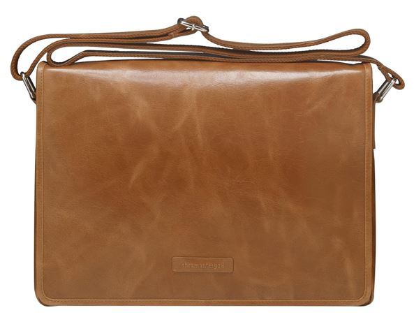 Marselisborg 14' Leather Messenger Business Laptop Bag Handcrafted Golden Tan Briefcase Durable Adjustable Shoulder Strap Fits 14' 13.3' 12' Notebook