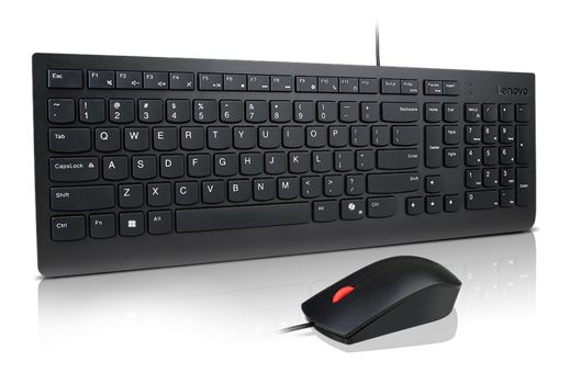 Lenovo Universal USB Keyboard Mouse Combo – Adjustable Tilt Leg Spill Resistant Copilot Keyboard 1600 DPI Optical Sensor Mouse Plug & Play Black