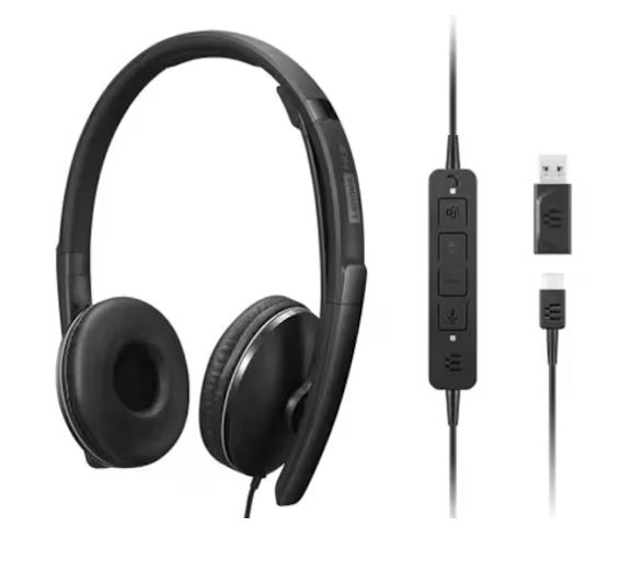 LENOVO Lenovo Wired ANC Headset Gen 2 Lightweight USB-C to USB-A ctive noise cancelling with EPOS BrainAdapt™ and ActiveGard® Teams certified 2YR WTY 4XD1M45627