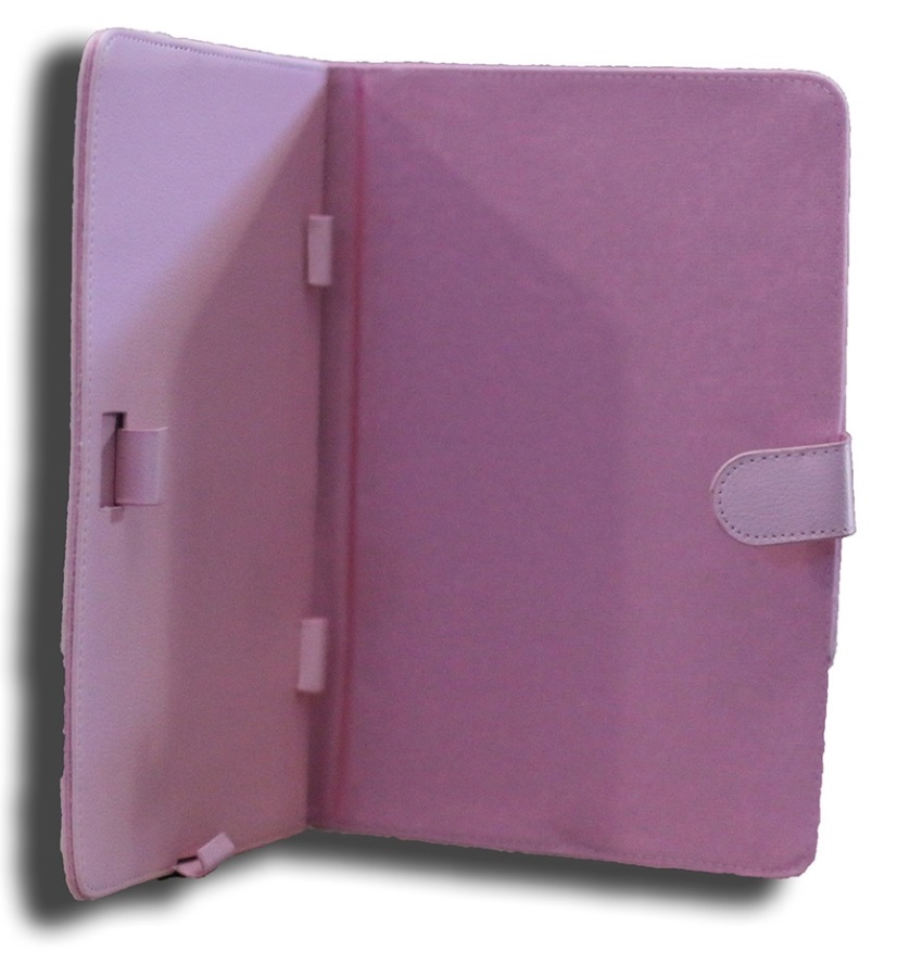LeaderTab7 Folio Case Pink Faux Leather. Camera hole rear