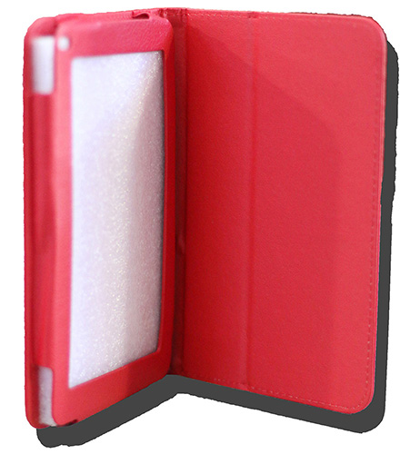 LeaderTab 7.9 Folio Case Red Faux Leather. Camera hole rear
