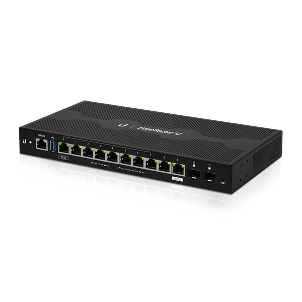 Ubiquiti EdgeRouter 12 - 10-Port Gigabit Router, 2 SFP Ports- 24v Passive PoE In and Out (Limited) - 1GHz Quad Core Processor - 1GB RAM
