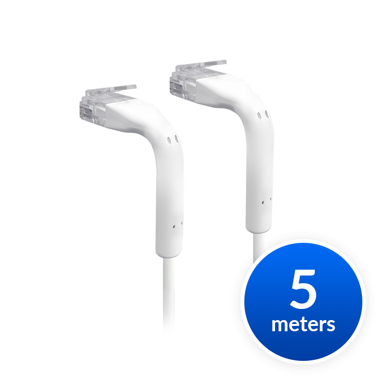 Ubiquiti UniFi Patch Cable Single Unit, 5m, White, End Bendable to 90 Degree, RJ45 Ethernet Cable, Cat6, Ultra-Thin 3mm Diameter