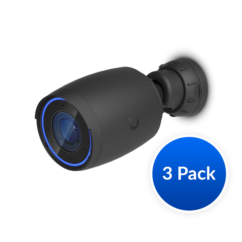 Ubiquiti AI Professional UniFi Protect Indoor/Outdoor 4K PoE Camera, 3Pack-OEM,  Black, Waterproof IP65, PoE+ Power, Max Power 11W, GbE RJ45 Port