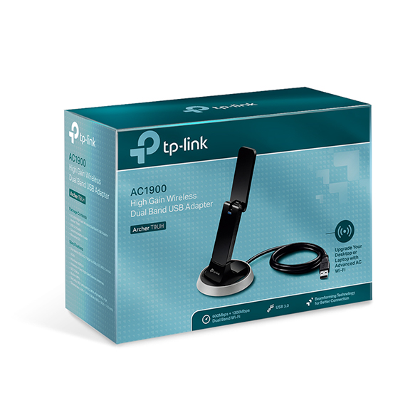 TP-Link Archer T9UH AC1900 High Gain Wireless Dual Band USB Network Adapter 1900Mbps (600Mpbs @ 2.4GHz  1300Mbps @ 5GHz) USB3.0 Omni Directional Ant.