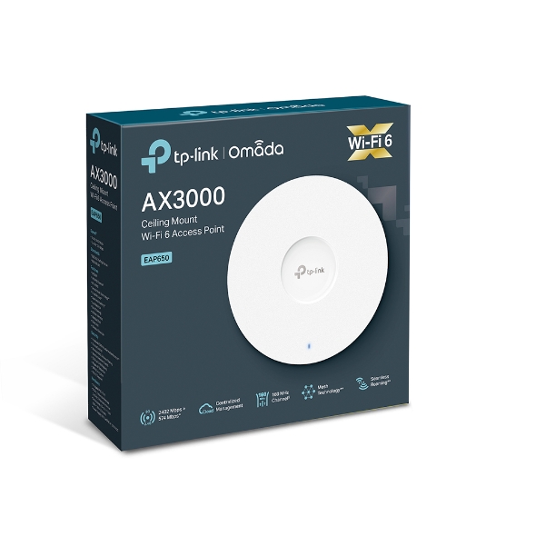 TP-LINK Network hardware ((AMAZON ONLY))TP-Link EAP650 Omada AX3000 Ceiling Mount WiFi 6 Access Point, 574 Mbps 2.4 GHz/2402 Mbps 5 GHz, Gigabit Ethernet (RJ-45) Port