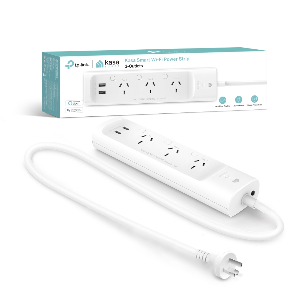 TP-Link KP303 Kasa Smart Wi-Fi Power Strip / Power Board, 3 Smart Outlets 2 USB Ports, Surge Protection, Compatible Alexa / Google Assistant