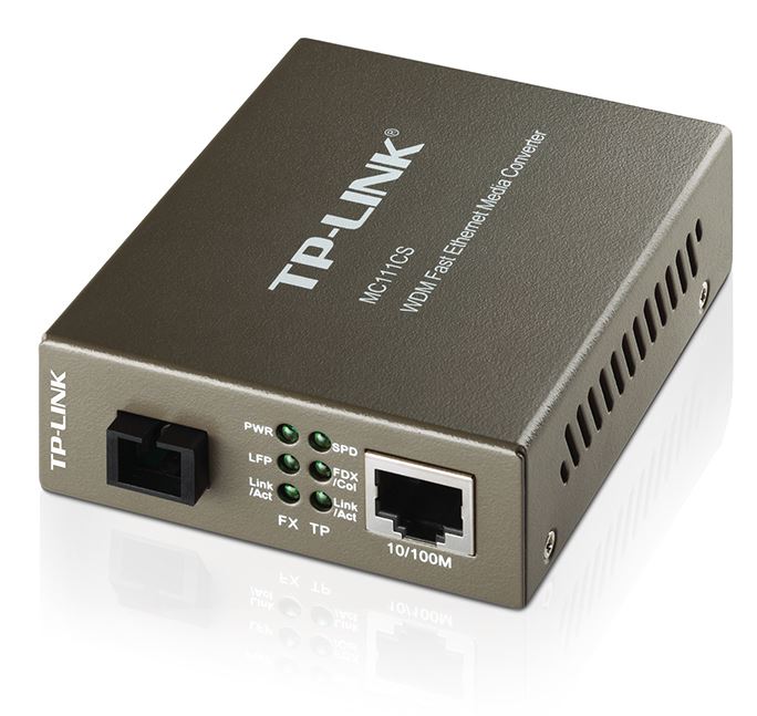 TP-Link MC111CS 10/100Mbps SC WDM Media Converter Monomodo Simplex 10/100Base-TX, 100Base-FX standards Link Fault Passthrough and Far End Fault(LS)