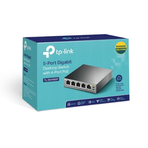 TP-Link TL-SG1005P 5-Port Gigabit Desktop Switch with 4-Port PoE 63W 10Gbps Backbound Bandwidth IGMP Snooping Mac Address IEEE 802.3af compliant