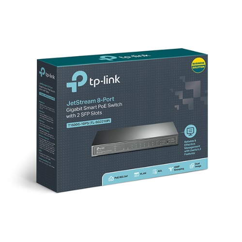 TP-Link TL-SG2210P 8-Port Gigabit Smart PoE Switch with 2 SFP Slots L2/L3/L4 QoS and IGMP Snooping WEB/CLI Managed 53W, Fanless