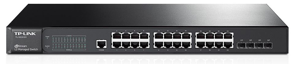 TP-Link T2600G-28TS (TL-SG3424) JetStream 24-Port Gigabit L2 Managed Switch with 4 SFP Slots