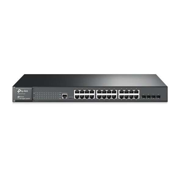 TP-Link T2600G-28TS-DC JetStream 24-Port Gigabit L2+ Managed Switch with 4 SFP Slots and DC Power Supply