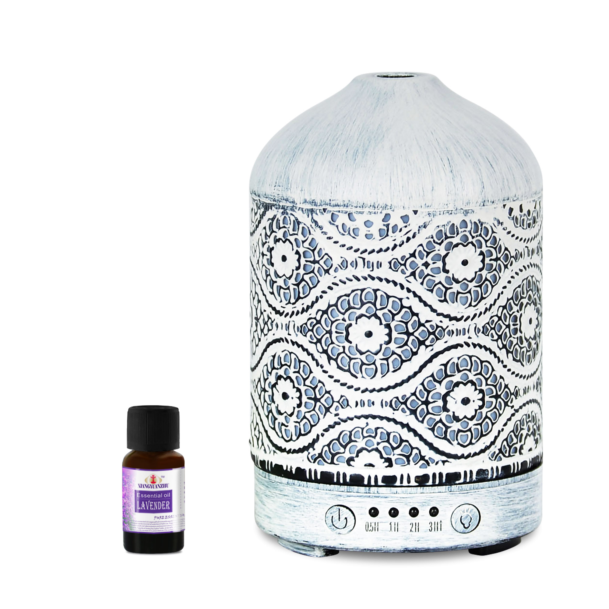 mbeat® activiva Metal Essential Oil and Aroma Diffuser-Vintage White -100ml