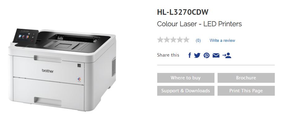 Brother HL-L3270CDW Colour LED Laser Printer with automatic 2-sided printing, wireless connectivity and NFC. 24ppm, LAN, 250 sheet