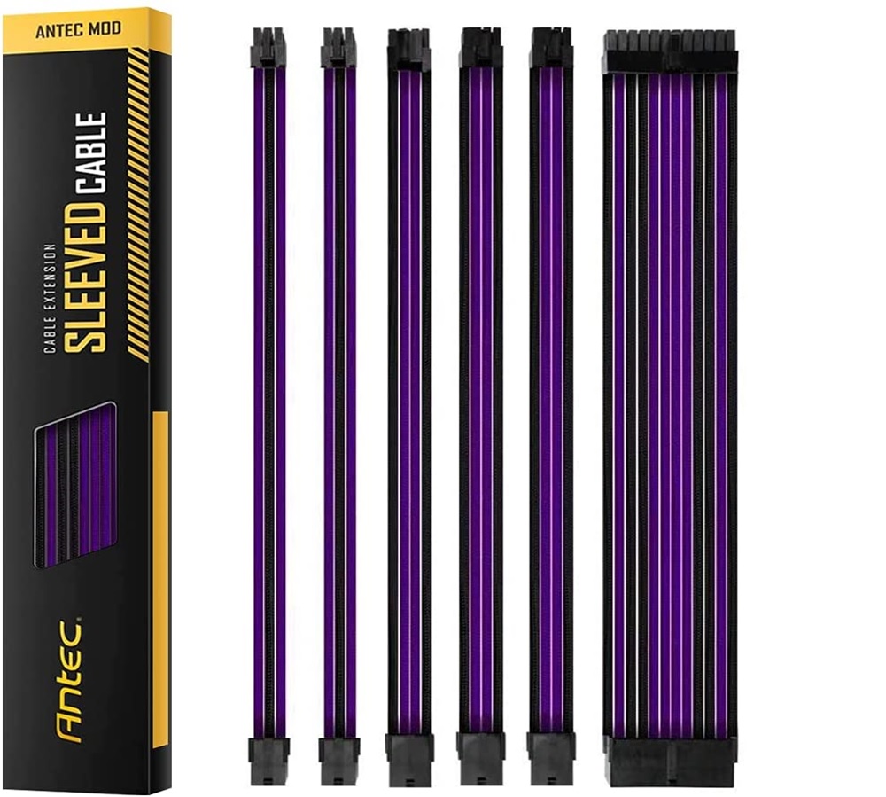 buy Antec PSU -  Sleeved Extension Cable Kit V2 - Purple / Black. 24PIN ATX, 4+4 EPS, 8PIN PCI-E, 6PIN PCI-E, Compatible with Standard PSU online from our Melbourne shop