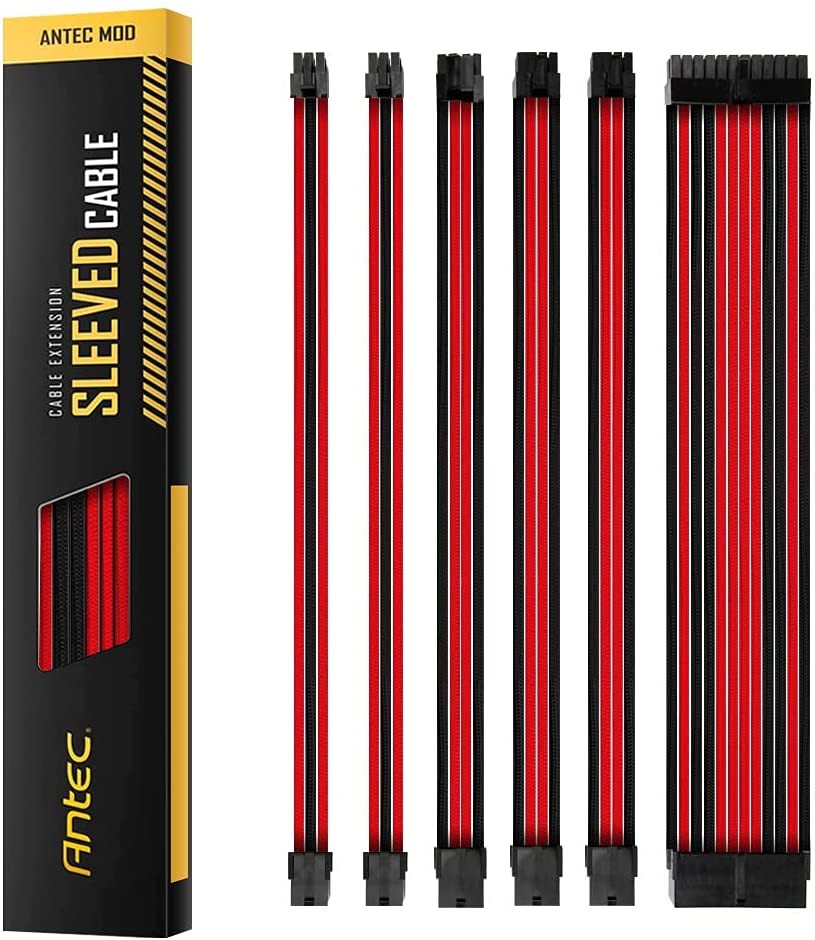 buy Antec PSU -  Sleeved Extension Cable Kit V2 - Red / Black. 24PIN ATX, 4+4 EPS, 8PIN PCI-E, 6PIN PCI-E, Compatible with Standard PSU online from our Melbourne shop