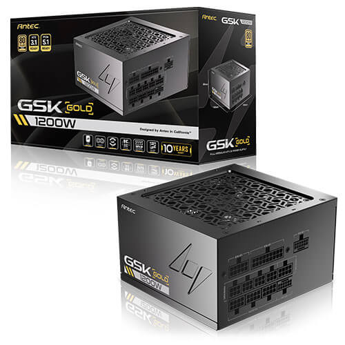 Antec GSK1200 AU, ATX 12V 3.1, 1200W, Full-Modular, 80 Plus Gold, 120mm FDB fan, 100–240V, OCP/OVP/UVP/SCP/OPP/OTP/SIP/NLO protection, 10yr wty