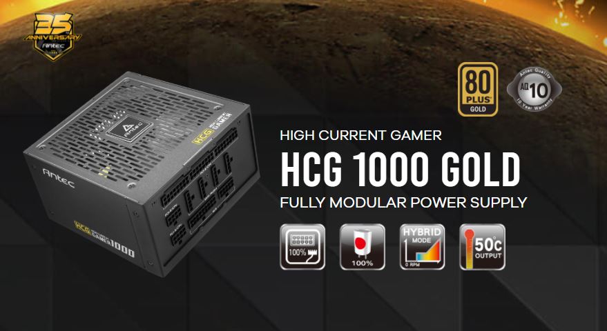 buy Antec HCG 1000w 80+ Gold, Fully Modular, Zero RPM Mode, 135mm FDB Fan, 2x EPS 8 PIN, 100% Japanese Caps, 16 PIN,  ATX Power Supply, PSU, 10 Yrs Wty online from our Melbourne shop